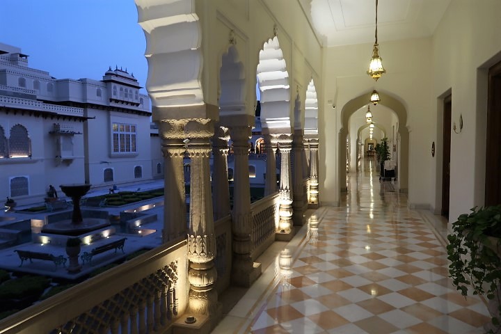 Lavish decorations of the Taj Rambagh Palace Hotel