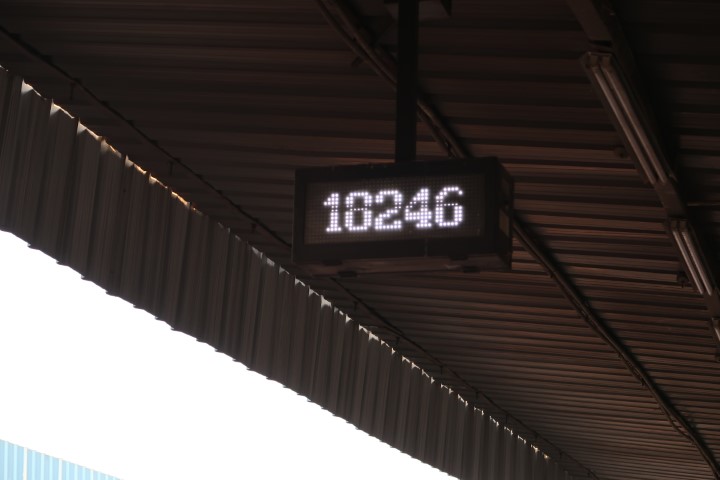 Train number on a small screen at Jaipur Train Station
