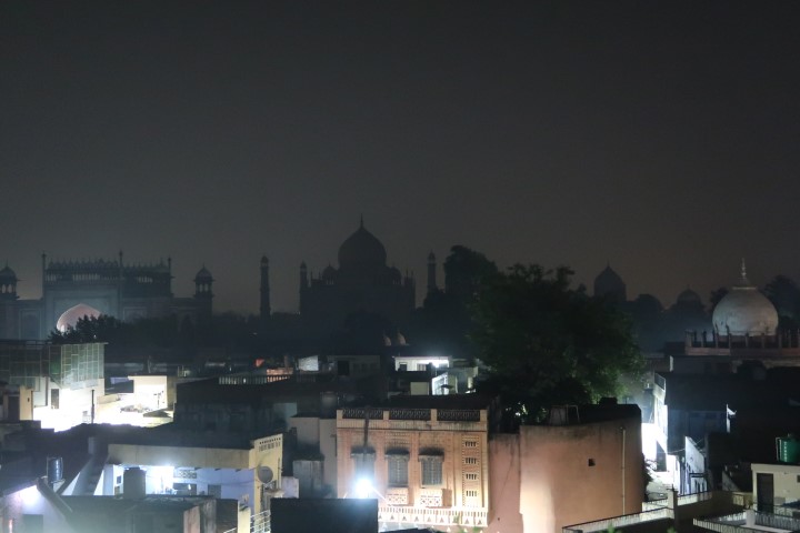 View of Taj Mahal from Hotel Saniya after sunset