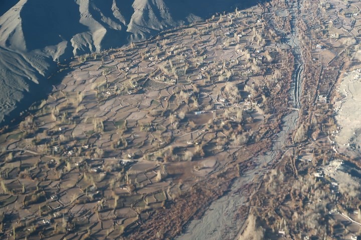 Aerial view of remote villages in Leh Ladakh