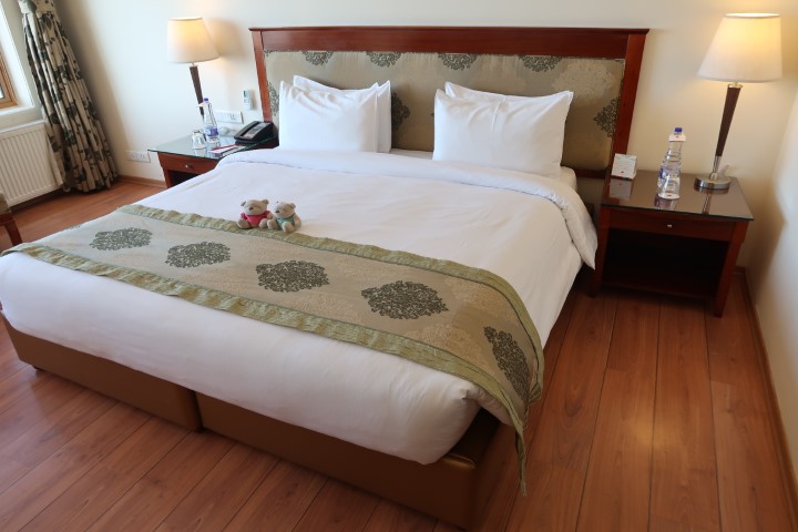 King Sized Bed of Deluxe Room @ the Grand Dragon Ladakh Hotel Leh