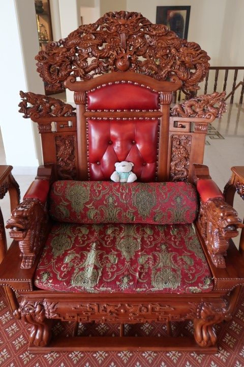 Traditional chair in lobby of the Grand Dragon Ladakh Leh