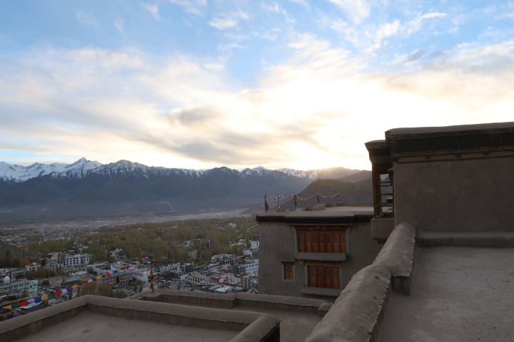Sunset and blue skies as seen from the top of Leh Palace Ladakh