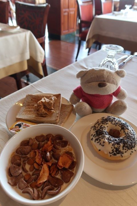 Bread Bagel and Cereals for breakfast at the Grand Dragon Ladakh Leh Hotel