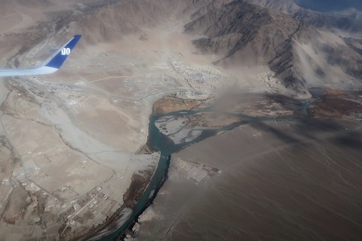 Views of rivers while flying from Leh to Delhi