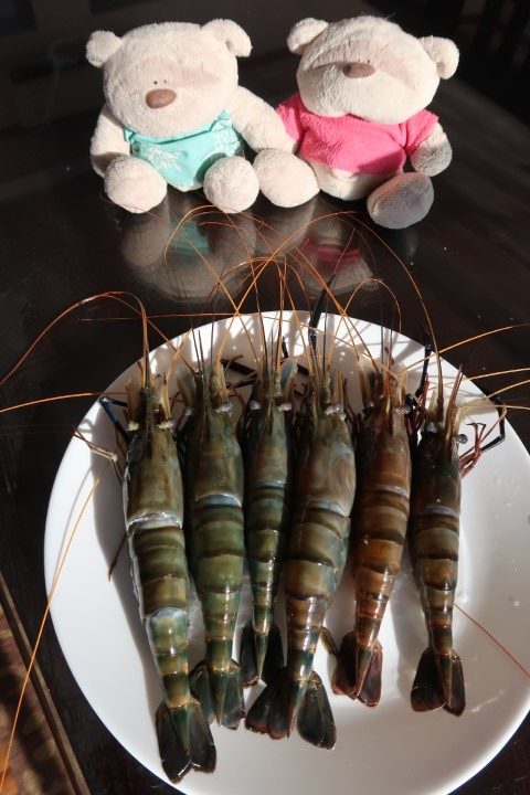 6 huge prawns for dinner!
