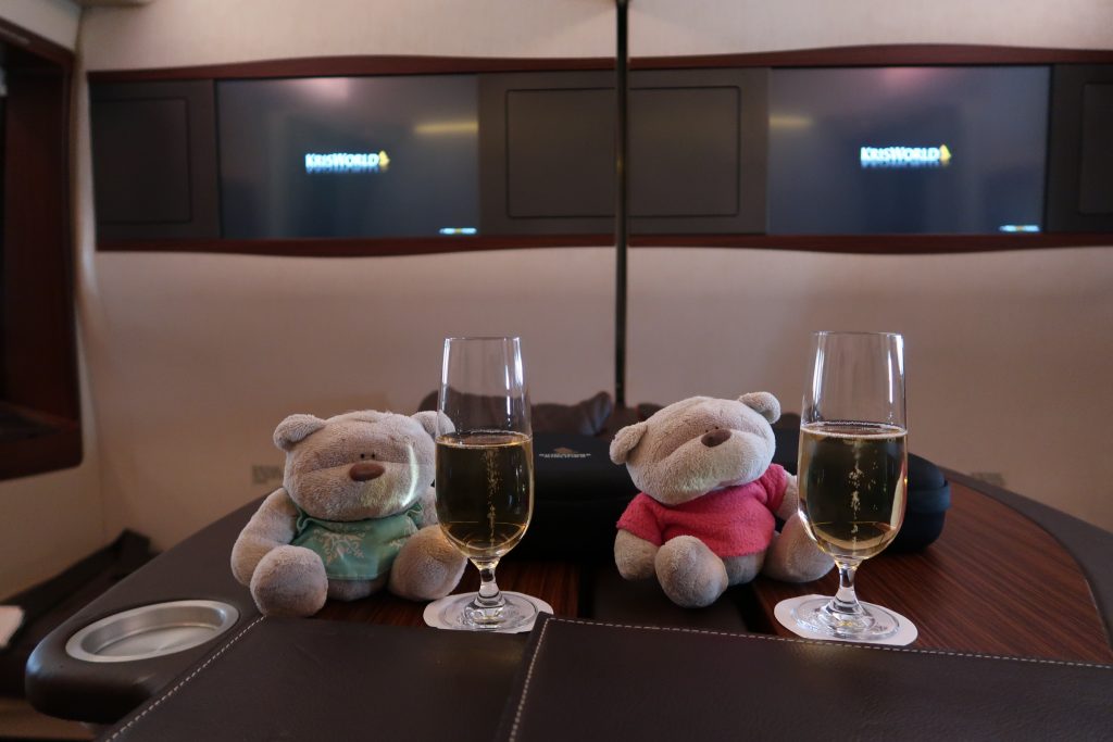 Starting our SQ First Class Suites Experience with Dom Perignon Champagne