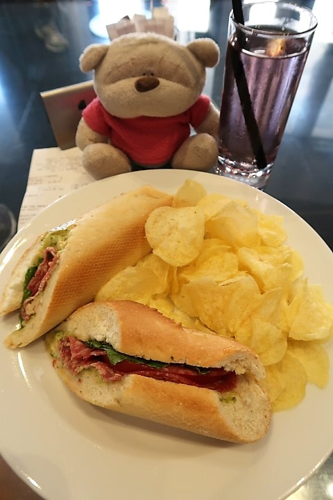 Hibiscus Juice and Salami Sandwich at Acropolis Museum Cafe (8.8 euros total)
