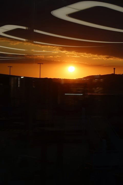 Sunrise as seen at Athens Airport before departure