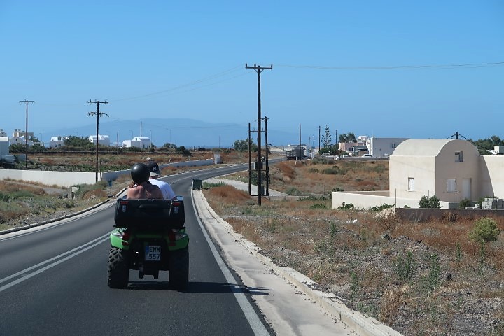 Enroute to Oia with tourists taking ATV as well