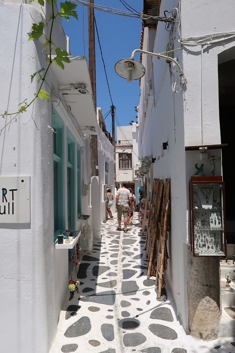 Narrow cobbled paths in Naxos Old Town