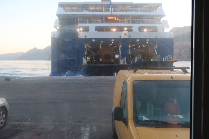 Blue Star Patmos arriving at Santorini Ferry Terminal