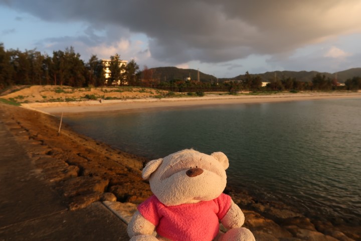 Enjoying the sunrise at Yaka Beach Okinawa