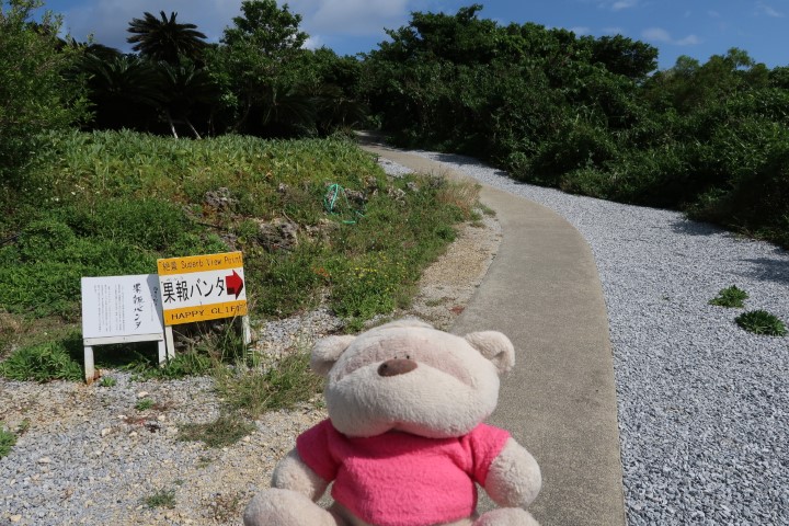 Walking path from entrance of Nuchi Masu Sea Salt Factory to Happy Cliff