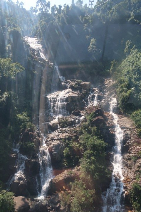 Views of Waterfalls on cable car up Ba Na Hills