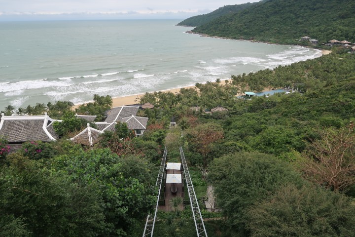 Taking cable car from Heaven to Sea level at Intercontinental Danang