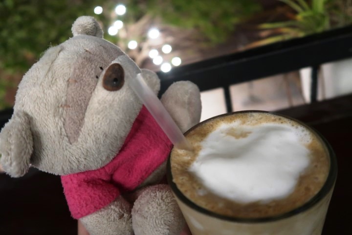Kate enjoying her coconut coffee at De L'Armor Cafe Danang
