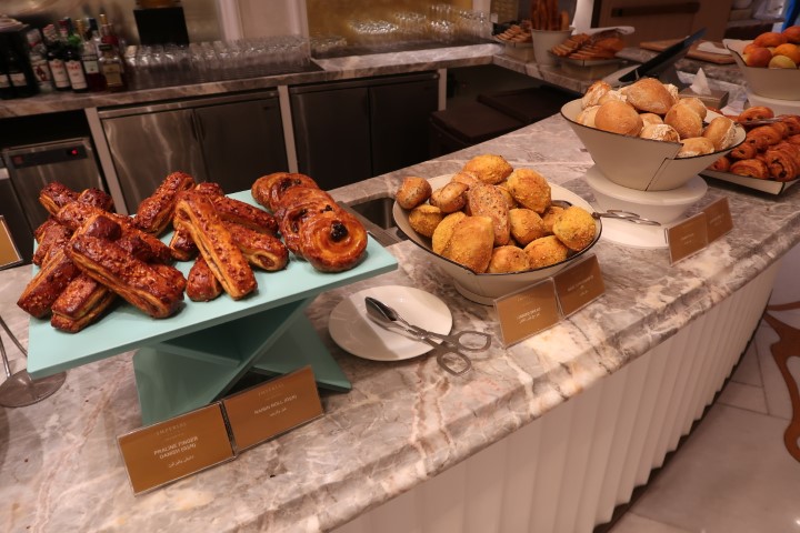 Raisin Rolls, Danish & Buns for breakfast at Imperial Club Lounge Atlantis Dubai 