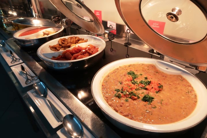 Hot Food selection at Marhaba Lounge Dubai International Airport Priority Pass Lounge