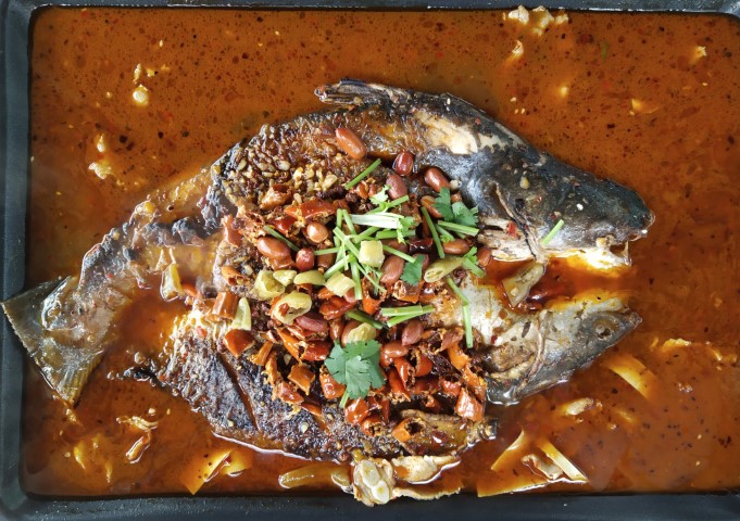 Grilled Ling Bo Fish (Basa Fish) at Ni Pang Zi Grilled Fish Boat Quay