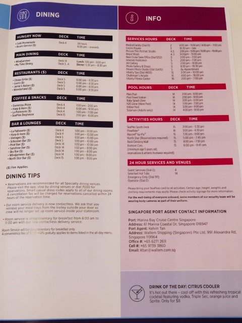 Compass Cruise Royal Caribbean Cruise Program Sheet Page 3 of 4