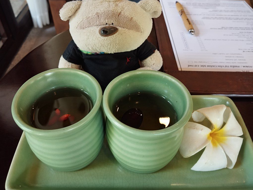 Teas prior to treatment at Akoya Spa Vinpearl Resort & Spa Phu Quoc