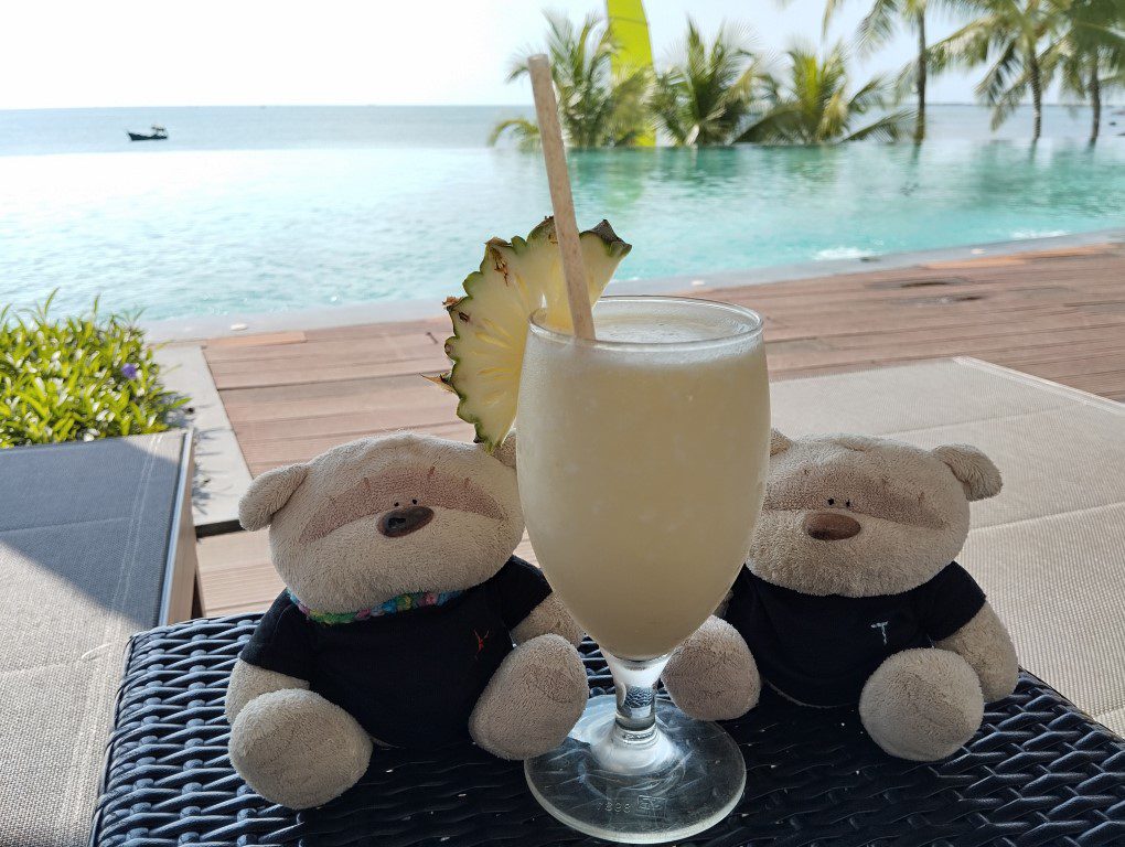 Starting our stay at Seashells Phu Quoc Hotel & Spa with a Pina Colada Cocktail