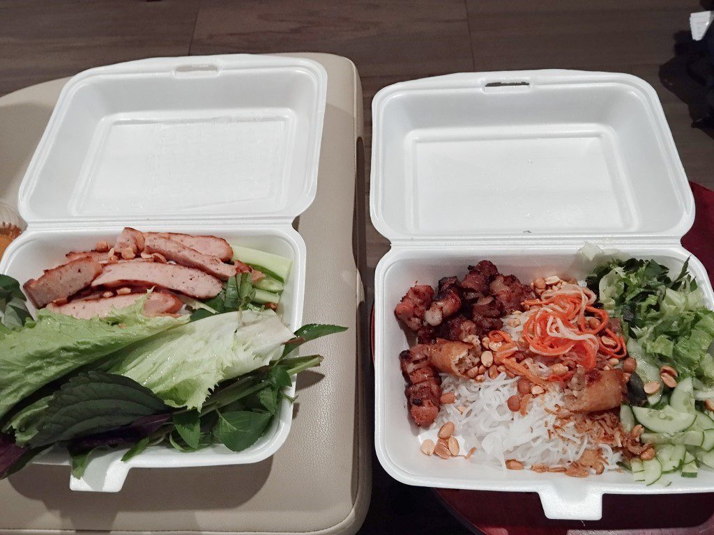 Dinner of Bun Thit Nuong and Nem Nuong from Banh Xeo Cuoi Phu Quoc (150k VND)