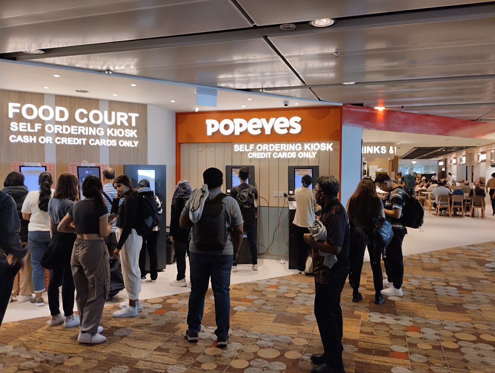 Singapore Hawker Food and Popeyes Fried Chicken at Changi Airport T1 Transit Area