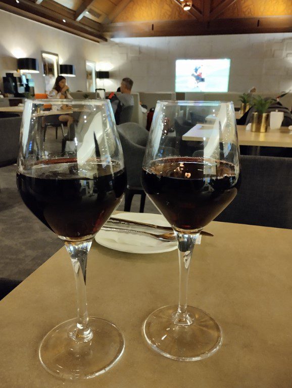 Sky Suite Airport Lounge KLIA T1 - Finally chilling out with our red wines