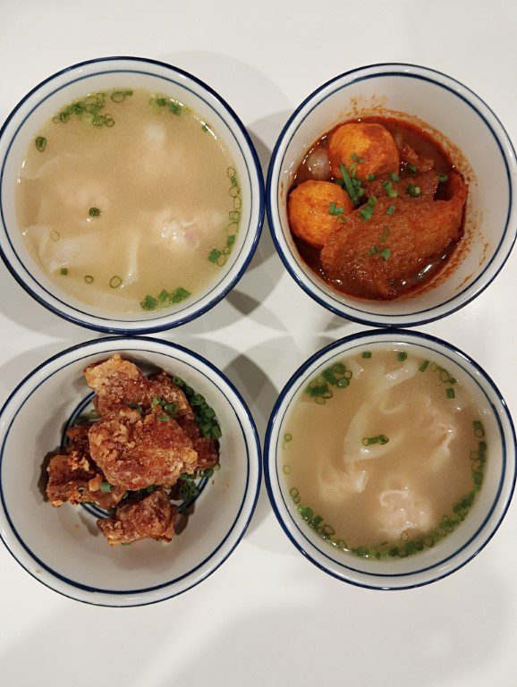 Terrace Chinese Kitchen with Priority Pass - sides of dumpling soup, curry fishball and salt & pepper pork short ribs