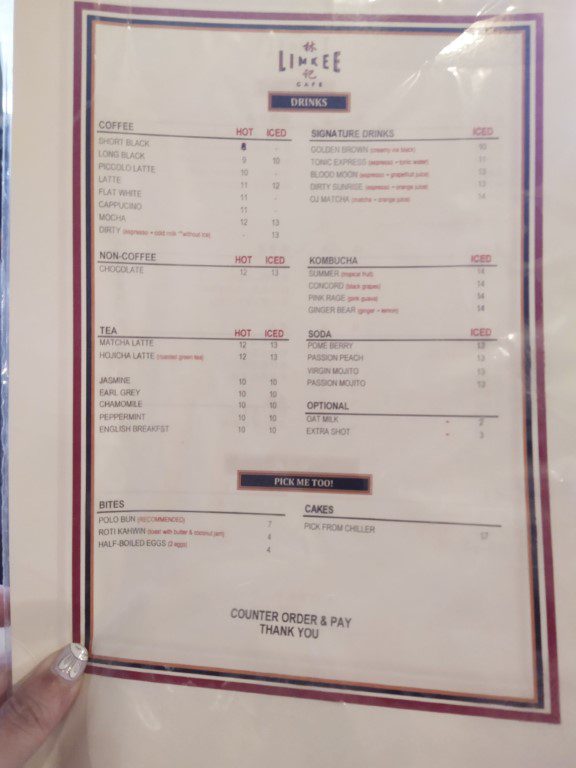 Lim Kee Cafe Menu (Tian Jing Hotel Kuala Lumpur)