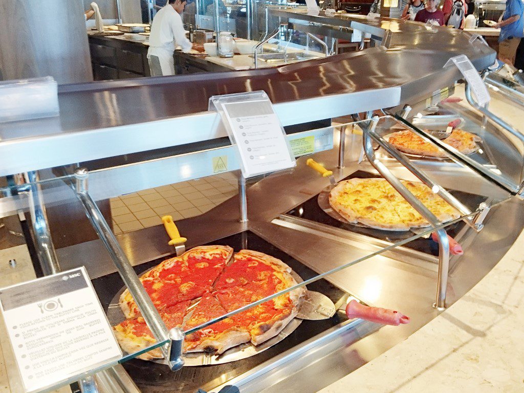 KLOVE Cruise 2024 First Buffet Meal onboard MSC Divina at Calumet Restaurant - Pizzas including cheese and pepperoni