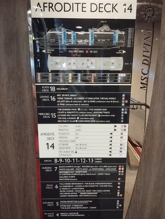 Deck Plan of MSC Divina during KLOVE Cruise 2024