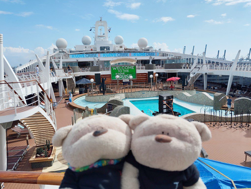 MSC Divina Deck 15 overlooking the pools during KLOVE Cruise 2024