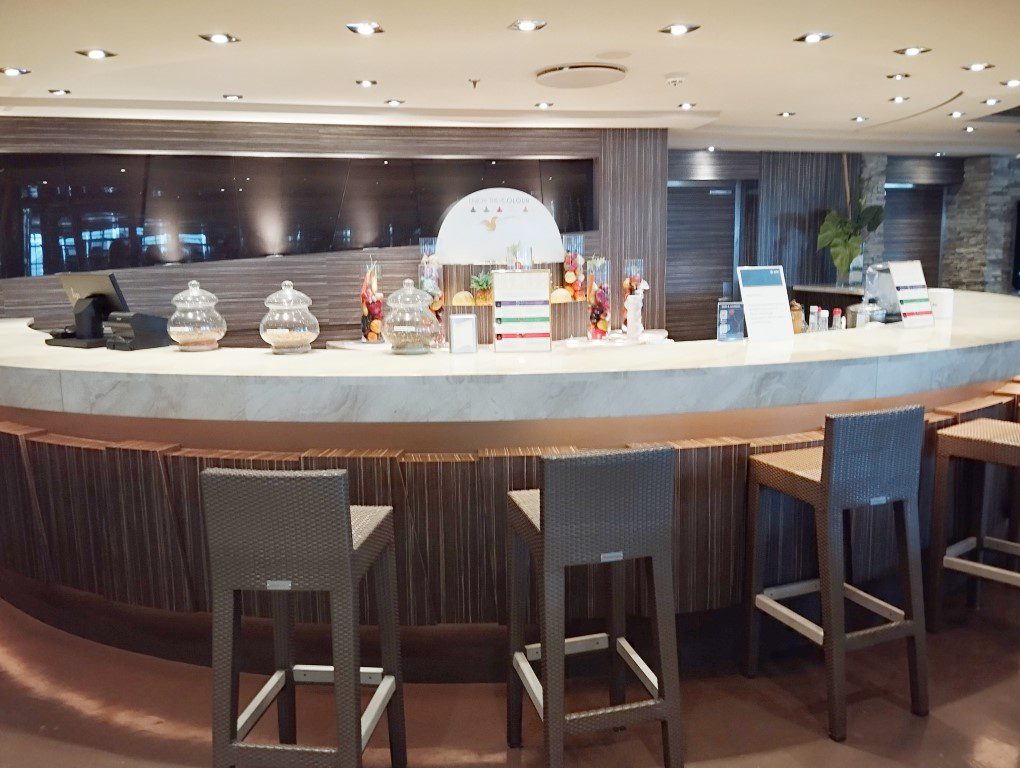 Healthy juice bar inside MSC Aurea Spa of MSC Divina during KLOVE Cruise 2024