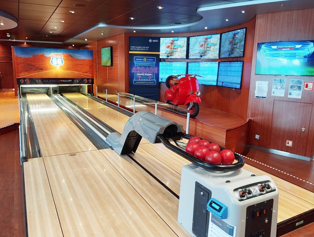 KLOVE Cruise MSC Divina Deck 7 - Sports Bar with a mini bowling lane