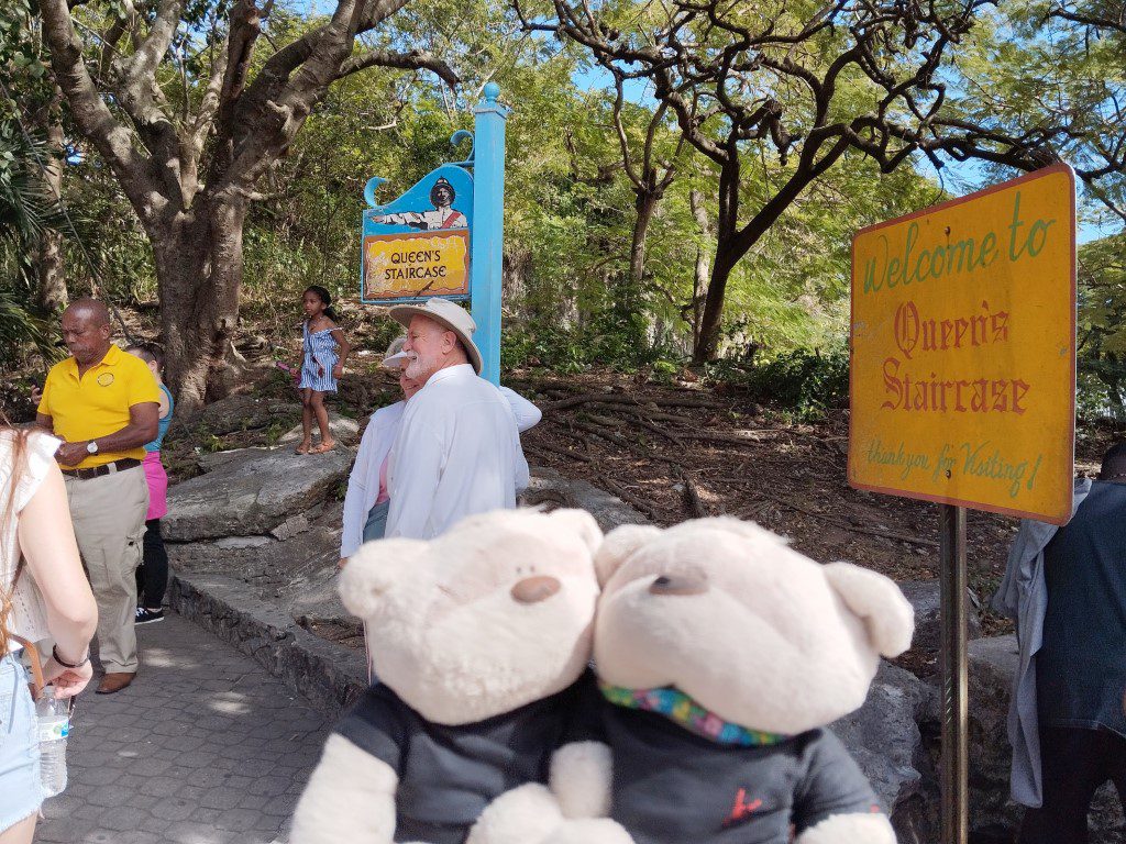 KLOVE Cruise 2024 - 2bearbear at entrance to Queen's staircase Nassau Bahamas