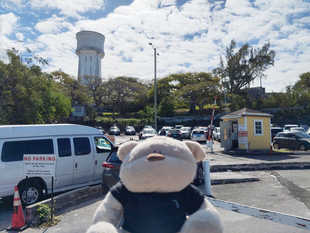 KLOVE Cruise 2024 -  Queen's staircase Nassau Bahamas Parking Area with view of water tower