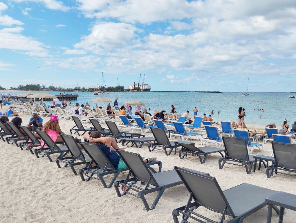 KLOVE Cruise 2024 Nassau Bahamas - Deck Chairs for rent @ Western Esplande Beach 