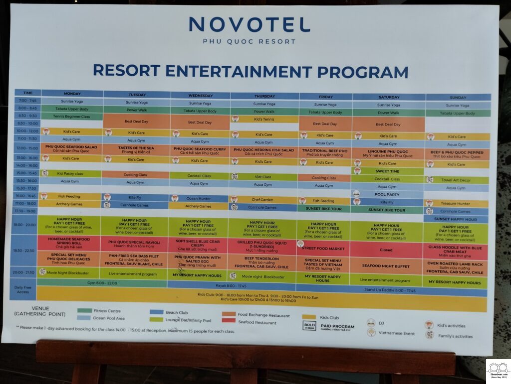 Novotel Phu Quoc Resort - Resort Entertainment Programme Schedule