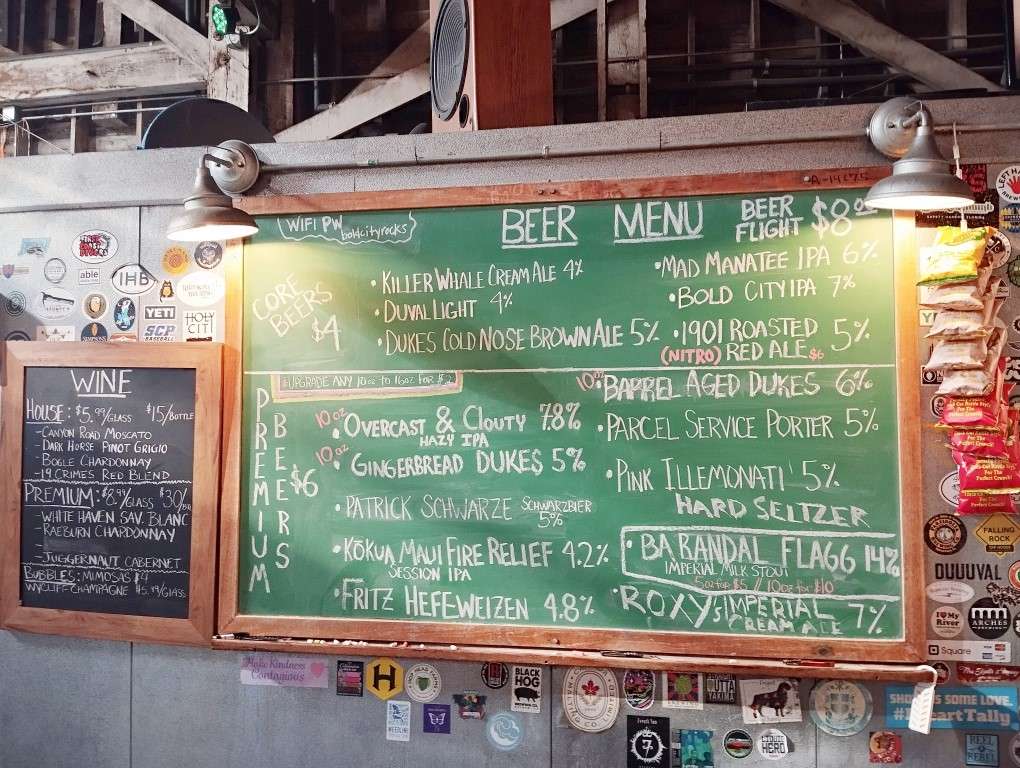 Bold City Brewery Jacksonville Review - Beer Menu & Wifi Password