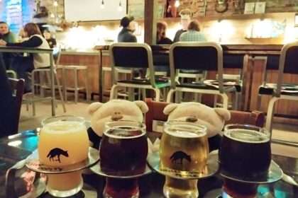 Flight of beer at Aardwolf Brewing Company - Alvin's Coffee Brown ($2), Helles Other People ($2), Icon of Sin ($4) and Hop Oddity ($4)