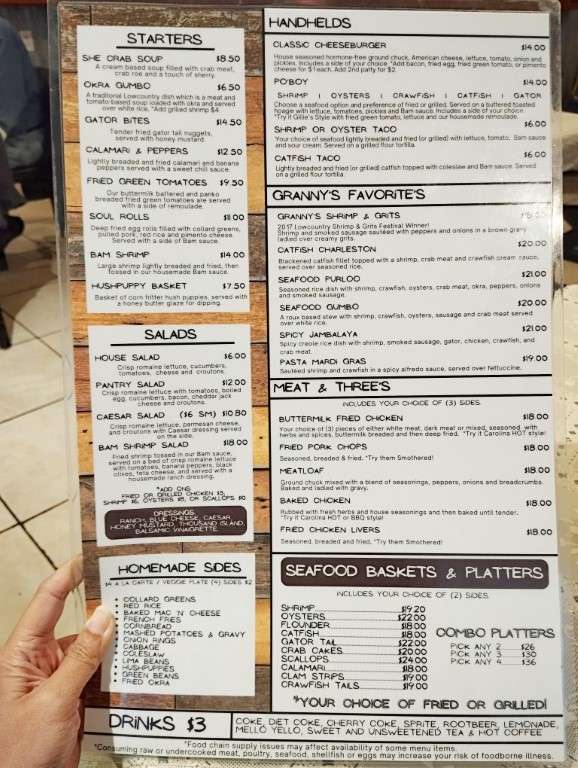 Gillie's Seafood Menu Charleston