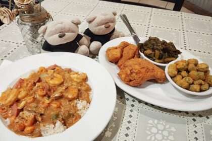 What We had at Gillie's Seafood Charleston - Buttermilk Fried Chicken ($18) and Seafood Gumbo ($20)