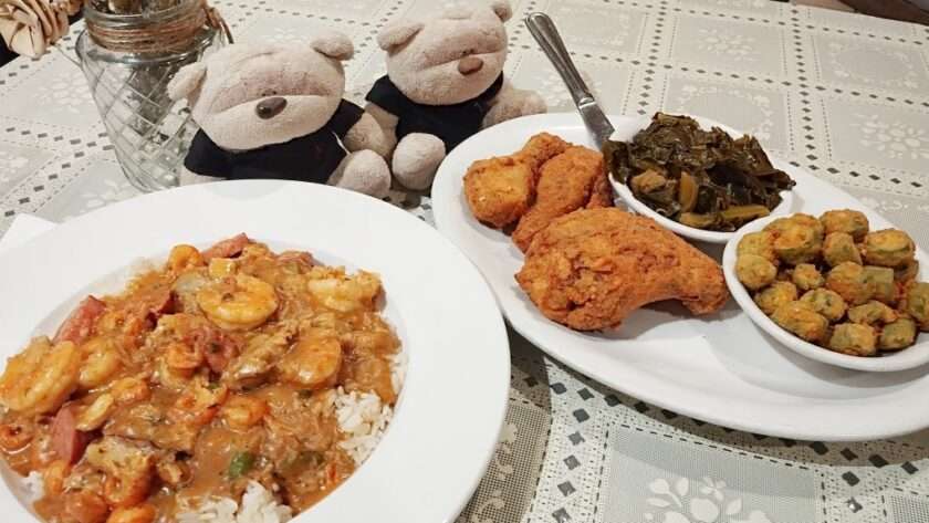 What We had at Gillie's Seafood Charleston - Buttermilk Fried Chicken ($18) and Seafood Gumbo ($20)