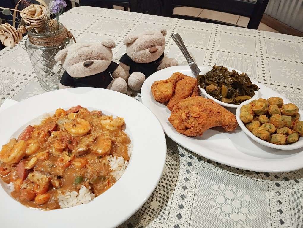 What We had at Gillie's Seafood Charleston - Buttermilk Fried Chicken ($18) and Seafood Gumbo ($20)