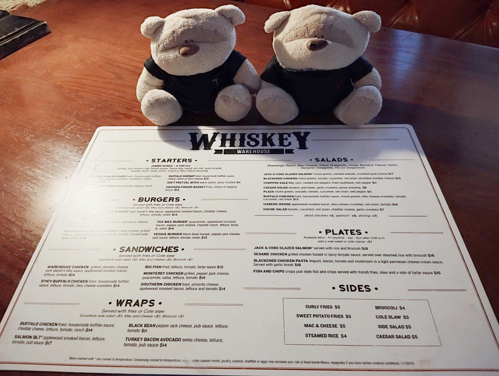 Whiskey Warehouse Charlotte Food Menu