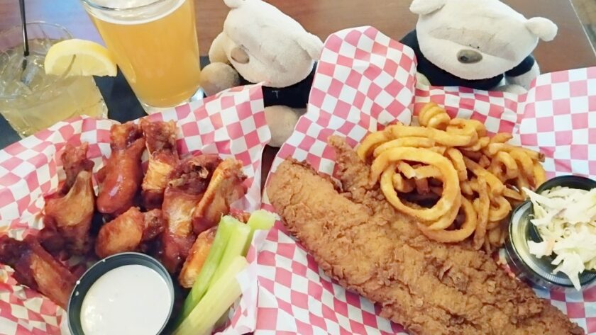 Whiskey Warehouse Charlotte Food Review - Fish and Chips ($15) and the Jumbo Wings with Jack Daniels BBQ and ranch sauce ($12)