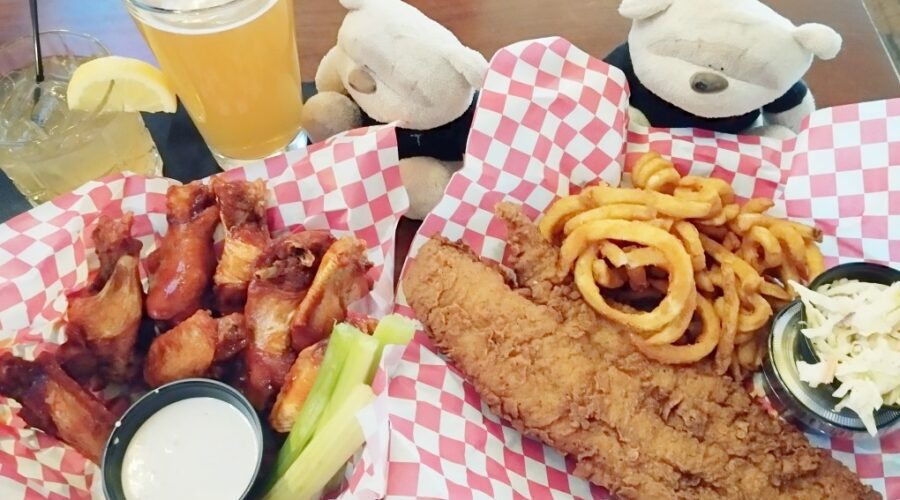 Whiskey Warehouse Charlotte Food Review - Fish and Chips ($15) and the Jumbo Wings with Jack Daniels BBQ and ranch sauce ($12)